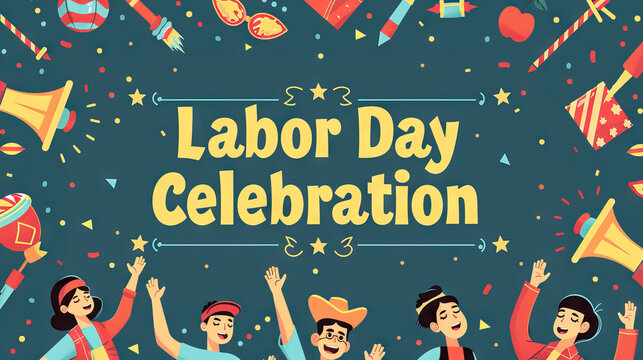 happy labor day poster or greeting card or banner