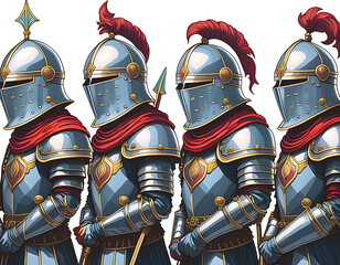  Knights- A set of medieval knights, isolated on a transparent background. _1(159)