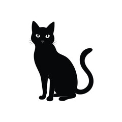 Minimalist Cat Silhouette Vector Graphic, Black & White Cat