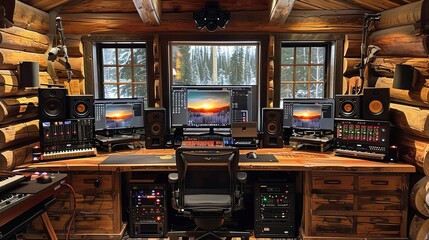 Log Cabin Music Studio With Winter View