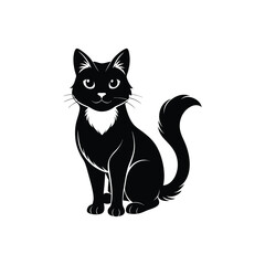 Obraz premium Minimalist Cat Silhouette Vector Graphic, Black & White Cat