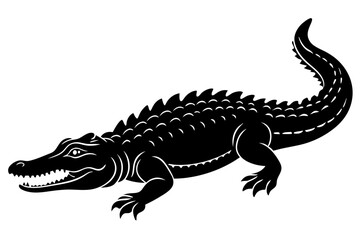 
Crocodile silhouette vector illustration, isolated black silhouette of a crocodile collection