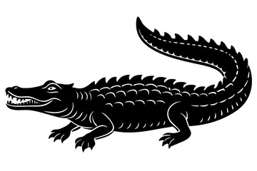 
Crocodile silhouette vector illustration, isolated black silhouette of a crocodile collection