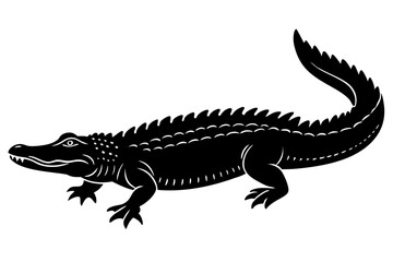 Naklejka premium Crocodile silhouette vector illustration, isolated black silhouette of a crocodile collection
