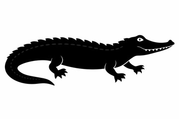 
Crocodile silhouette vector illustration, isolated black silhouette of a crocodile collection