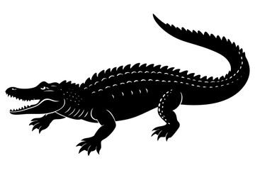 
Crocodile silhouette vector illustration, isolated black silhouette of a crocodile collection