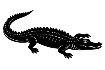 
Crocodile silhouette vector illustration, isolated black silhouette of a crocodile collection