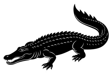 Obraz premium Crocodile silhouette vector illustration, isolated black silhouette of a crocodile collection