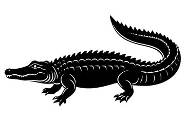 
Crocodile silhouette vector illustration, isolated black silhouette of a crocodile collection
