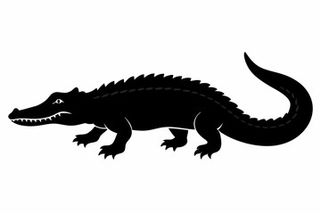 
Crocodile silhouette vector illustration, isolated black silhouette of a crocodile collection