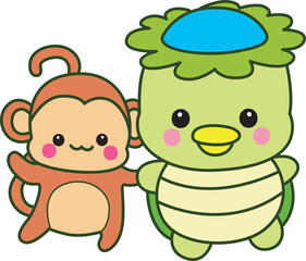 Kawaii japanese mythology Kappa sticker cute.
Cute kappa mascot ghost japanese.