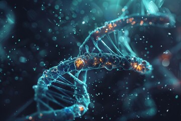 Spiral of DNA double helix. Abstract science or medicine background with DNA strands structure