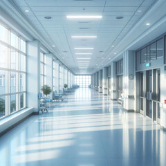 Empty hall in hospital stock photo