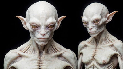  alien portrait. Alien creature has a message for humans. Grey kind humanoid from an other planet portrait series