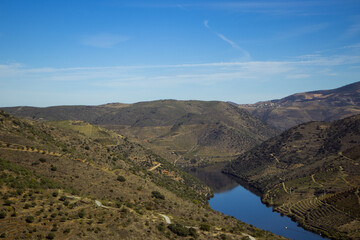 douro river passing through vila nova de foz coa valley