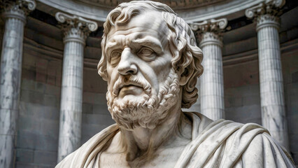 Stoicism concept, sculpture of a stoic, representing philosophy, ancient greek god statue. Antique sculpture