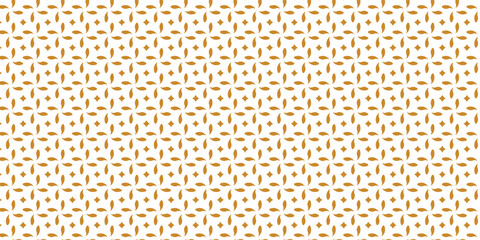 Golden vector geometric floral seamless pattern. Simple white and gold ornamental texture in oriental style. Abstract mosaic background with flower silhouettes. Luxury repeat design.