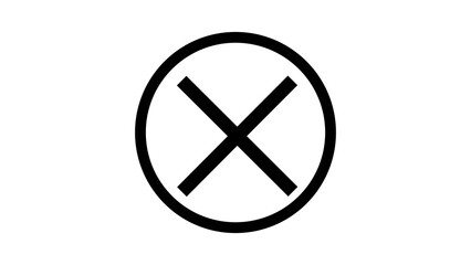 Cross Sign icon with black circle isolated  on white Background.