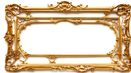 old antique gold frame over white background