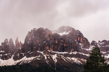 Panoramic view of the mountains in the Dolomites in South Tyrol, Italy.
