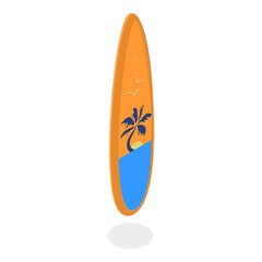 3D Isometric Flat Vector Set of Surfboards, Extreme Activity Equipment. Item 1