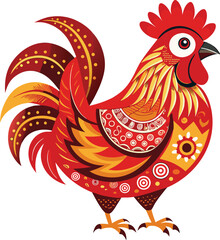 Hampshire vector style Red chicken with white background