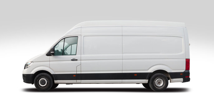 VW Crafter van side view isolated on white background