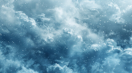 Dreamy Winter Cloudy Sky - Soft Clouds & Gentle Snowfall Background Wallpaper