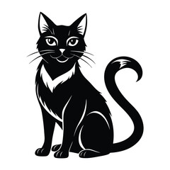 Fototapeta premium Minimalist Vector Silhouette of a Cat, Black & White Cat