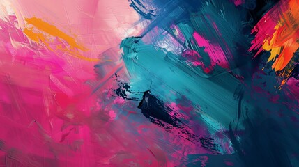 Artistic abstract background with dynamic brushstrokes and bold colors, Expressionist, Bright hues, High detail, Digital painting