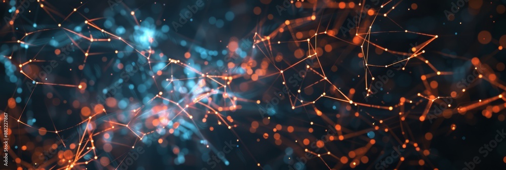 Poster a dynamic image depicts interconnected blue and orange nodes, representing modern digital communicat