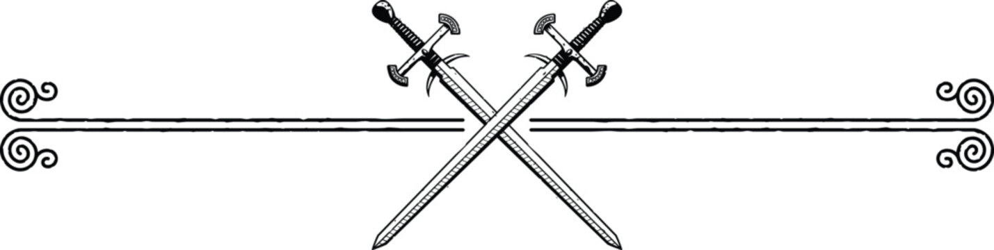 Double Lines, Celtic Spirals, Crossed Swords Header