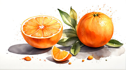 Orange watercolor digital painting