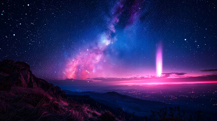 Obraz premium wide sky and beautiful nebula on night