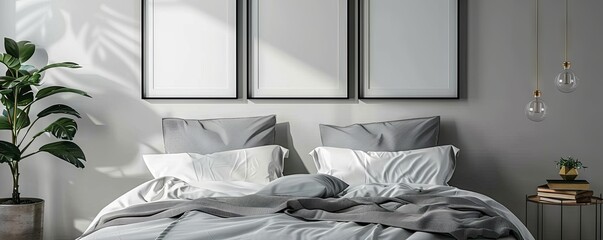 Modern bedroom with an empty frame set.