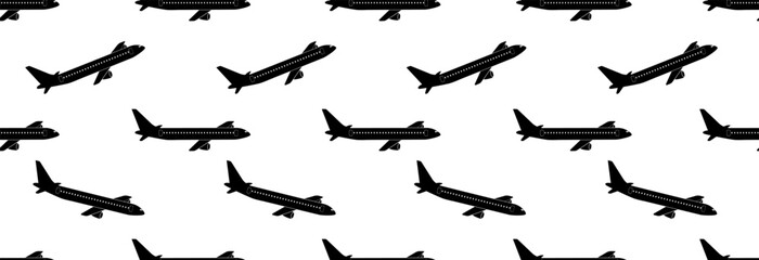 Many airplanes on a white background, seamless pattern. World travel and transportation.