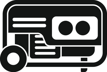 Black and white icon of a portable generator, a reliable source of backup power