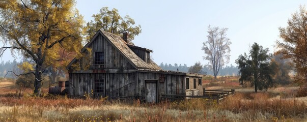 Rustic farmhouse with a barn.