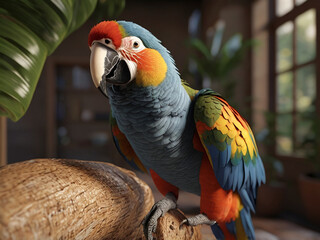 Close-up photo of parrot, very realistic AI generated