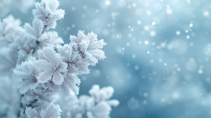 Naklejka premium Winter Frosted Plants - Sparkling Ice Crystals & Soft Morning Light