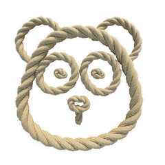 Panda rope cut out isolate transparent background