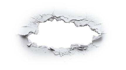 Hole Torn Through White Wall, Cut Out 