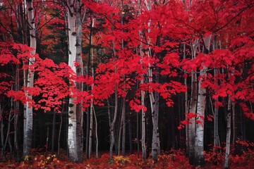 Red Maple Trees in the Forest