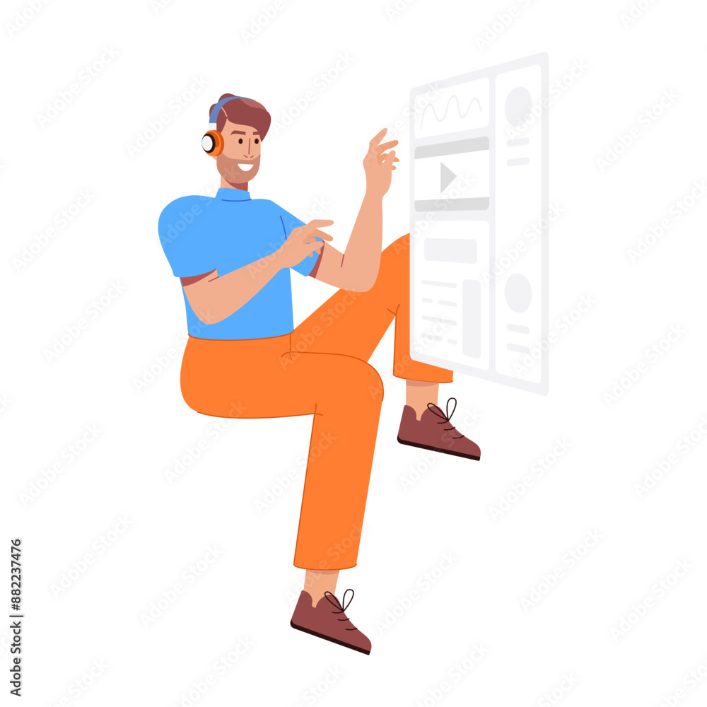 Canvas Prints a flat character illustration of using website media
