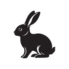 Black rabbit silhouette isolated on white background