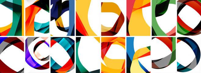 Collection of abstract background with waves, colorful shapes and 3d shadow effect. Vector Illustration For Wallpaper, Banner, Background, Card, Book Illustration, landing page