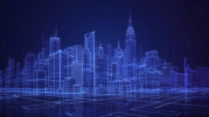 Digital Cityscape: A Wireframe Metropolis