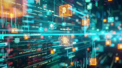 Obraz premium Abstract Bitcoin Network Background.