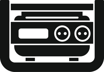 Black icon of a portable power station supplying electricity, designed for outdoor activities