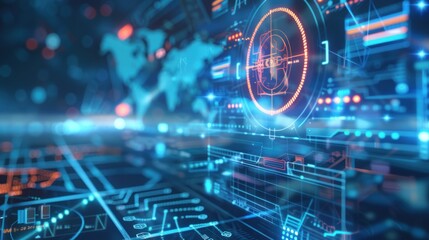 Futuristic Digital Interface with Target and Data